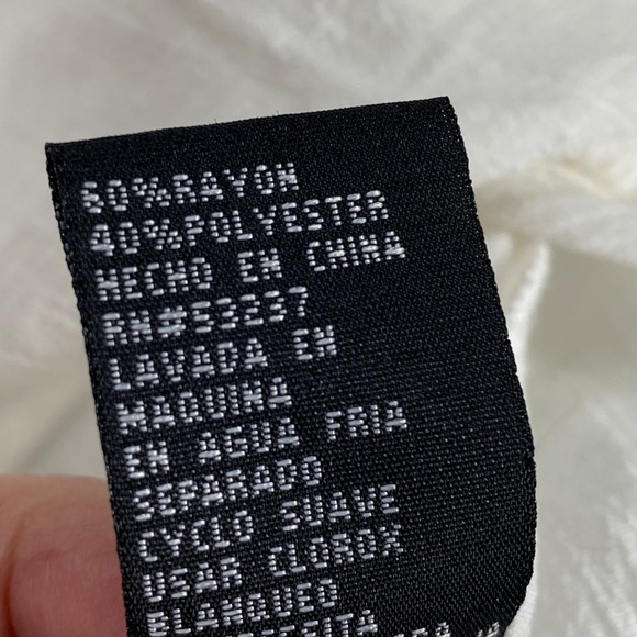 Unique Spectrum Peasant Top Bell Sleeve Tassel Tie White Blouse 1X - Picture 7 of 10